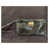 black snakeskin-embossed Michael Kors wristlet clu