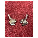 vintage silver-toned leaping frog earrings