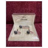 vintage silver-tone Speidel cufflinks and tie bar
