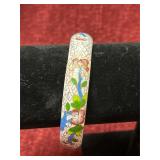 vintage white-enameled cloisonn  bangle bracelet