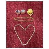 Cufflinks, bracelets & pendant lot