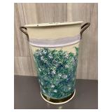 Hand painted tin bucket vase