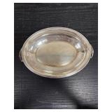 Silver-toned handled serving dish