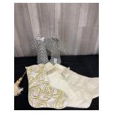 Tasseled Christmas stockings & angel tea light hol