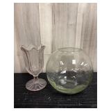 Tulip tumbler & round clear glass vase