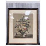 Large framed classical still life print of a flora