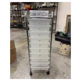 Clear 10-drawer rolling utility storage cart with