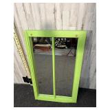 vintage-style green wooden framed wall mirror