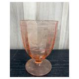 vintage pink depression glass footed tumbler
