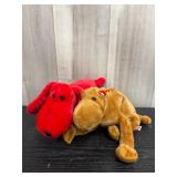 Ty Red Dog & Brown Camel Beanie Buddies plushies