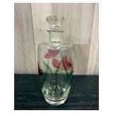Hungarian handmade glass decanter hand-painted pin