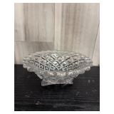 Round patterned circular pressed glass bowl