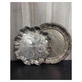 Set of ornate silverplate circular trays