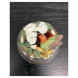 Hummingbird covered glass dish