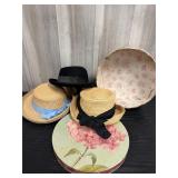 Hats & hat box lot
