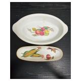Porcelain oven dish & Evesham Wood corn holder