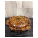 Wood grain brown & gold resin bowl