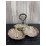 Scalloped shell-shaped silver-plated serving dish