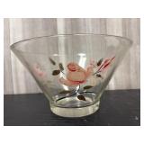 vintage mid-century hand-painted glass serving bow