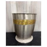 Silver & gold tone floral plant pot