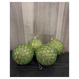 Green & silver glitter ball ornaments