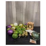 Purple & green Christmas ornaments lot