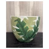 Green tropical leaf planter pot