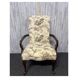 vintage Queen Anne-style high-back armchair
