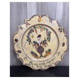 Handpainted Garden Santa decorative plate