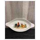 Kent Pottery Rooster Oval Baking Dish with farmhou