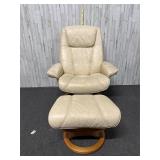 Ross Brothers leather lounge chair with swivel bas