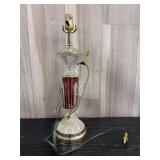 Metal & red glass table lamp