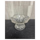 Vintage clear glass pedestal bowl