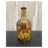 vintage 1970s folk art decoupaged glass bottle