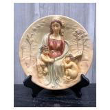 vintage 1986 hand-painted alabaster relief collect