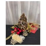 Miniature Christmas trees & ornaments lot