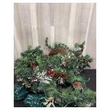 Large lot of holiday evergreen garlands & lights l