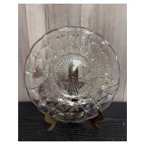 Silver Glass Co glass serving plate with sterling