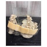 Cream velvet & tuile vintage hat