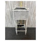 vintage white wicker plant stand