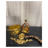 Golden colored small decorations lot