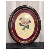 Oval framed Rose Camellia botanical print