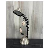 Brushed metal desk lamp with a conical shade