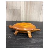 Covered wooden turtle dish