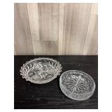 Segmented clear pressed glass relish dishes
