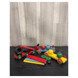 Handmade colorful wooden train set