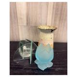 Candle holders & small pottery vase