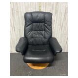 black leather reclining lounge chair with swivel b