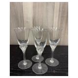 Crystal swirled glass cordial glasses