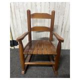 vintage wooden child-sized ladder-back rocking cha